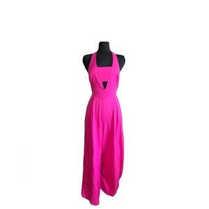 Skies Are Blue Boho Halter Hot Pink  Jumpsuit Women's Sz Small